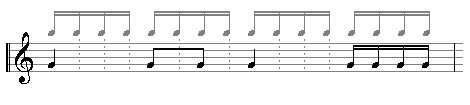 All notes fit into a grid of sixtennth notes