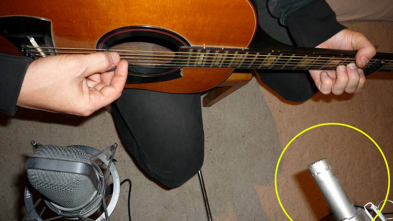 Recording acoustic guitar with two microphones Audio Technica AT 4050